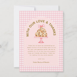 Cartão De Agradecimento Primeiro Aniversário de Uma Garota de Biscoito Doc