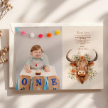 Cartão De Agradecimento Primeiro aniversario de Vaca do Planalto de Cute<br><div class="desc">Expresse sua gratidão em estilo com nosso Cartões de agradecimentos de primeiro aniversario de Vaca Highland com Foto Cute. Este charmoso cartão combina o apelo caprichoso de uma vaca Highland com uma fotografia personalizada, fazer uma forma memorável de obrigado aos seus convidados por celebrarem o marco do vosso pequeno. Apresentando...</div>