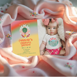 Cartão De Agradecimento Primeiro Aniversário do Balão de Ar Quente