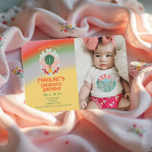 Cartão De Agradecimento Primeiro Aniversário do Balão de Ar Quente