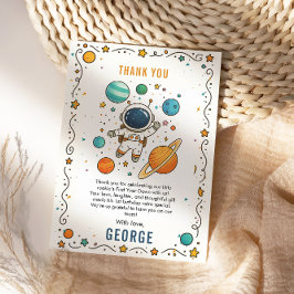 Cartão De Agradecimento Primeiro aniversario do Space Adventure | Espaço E