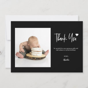Cartão De Agradecimento Primeiro Aniversário Foto Personalizada Moderno Pr