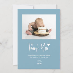 Cartão De Agradecimento Primeiro Aniversário Foto Personalizada Moderno Sc
