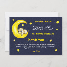 Cartão De Agradecimento primeiro aniversario pequeno com Marinho Dourado b