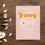 Cartão De Agradecimento Primeiro aniversario Retro Groovy One Girls<br><div class="desc">Diga obrigado seu estilo com este primeiro aniversario de tendências,  obrigado cartas. A formulação modelo é fácil de personalizar e sua família e amigos ficarão entusiasmados quando receberem esse obrigado fabuloso.</div>