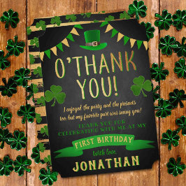 Cartão De Agradecimento Primeiro aniversario Sortudo De Chalkboard