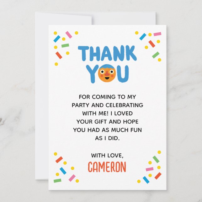 Cartão De Agradecimento Primeiro aniversario Super Simples Noodle & Pals C (Frente)