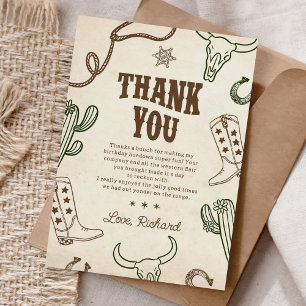 Cartão De Agradecimento Primeiro primeiro aniversario Rodeo Western Boy