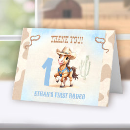 Cartão De Agradecimento Primeiro Rodeo Ocidental Cowboy Horse Birthday Boy