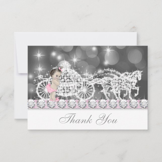 Cartão De Agradecimento Princesa Chá de fraldas Obrigado (Frente)