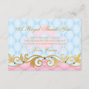 Cartão De Agradecimento Princesa cor-de-rosa, obrigado elegante você