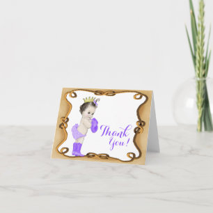 Cartão De Agradecimento Princesa Cowgirl Roxa Baby Shower Obrigado