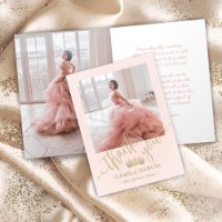 Princesa Crown Quinceañera Chic Blush Rosa e Doura