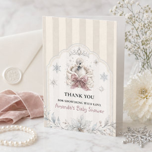Cartão De Agradecimento Princesa de Inverno Chuveirinho de Bebê Cisnezinho