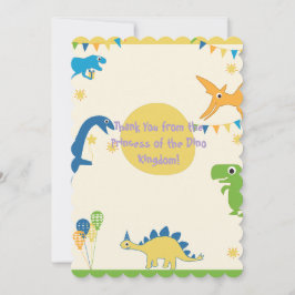 Cartão de Agradecimento Princesa Pastel Dino