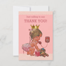 Cartão De Agradecimento Princesa pequena no obrigado do telefone você