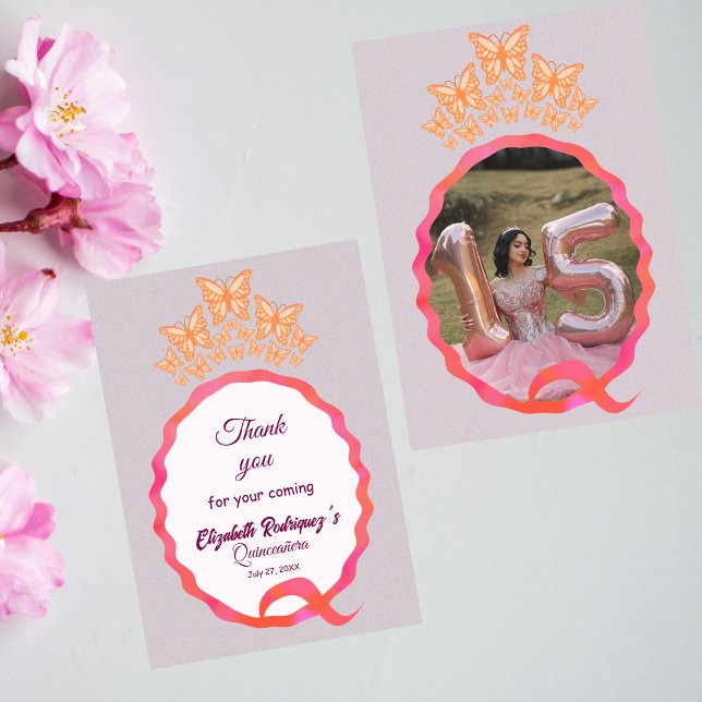 Cartão De Agradecimento Princess Butterfly Tiara Crown Squiggle Invitation (Criador carregado)