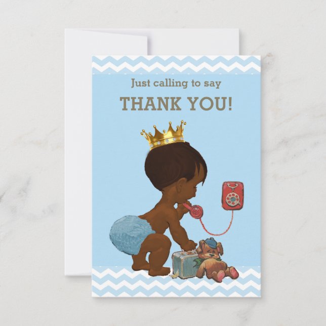 Cartão De Agradecimento Príncipe Étnico ao Telefone Obrigado Chevrons (Frente)