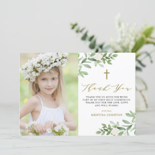 Cartão De Agradecimento Prioridade das flores e do verde das aquarelas