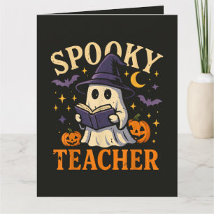 Cartão De Agradecimento Professor Assustador Halloween Fantasma Fofo Leitu