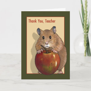 Cartão De Agradecimento Professor: Hamster Bonito Com Maçã Vermelha