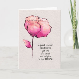 Cartão De Agradecimento Professora Obrigado Watercolor Flower