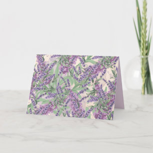Cartão De Agradecimento Profusão de Lavanda Pó Rosa Floral Rústica