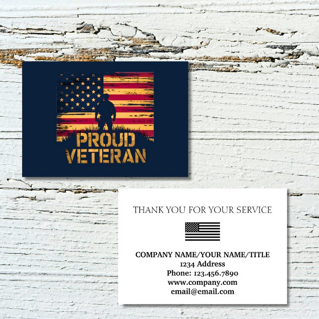 Cartão De Agradecimento Proud Veteran US Flag Company Thank You (Proud Veteran US Flag Company Thank You Card)