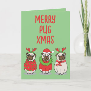 Cartão De Agradecimento PUG AMA Natal Xmas Cachorro Cachorro Cachorro Cach