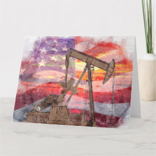 Cartão De Agradecimento Pumpjack silhueta pastel desenho americano Bandeir
