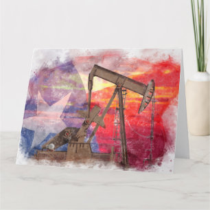 Cartão De Agradecimento Pumpjack Texan ícone pastel desenho com Texas Flag