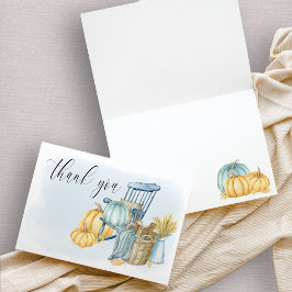 Cartão De Agradecimento Pumpkin Blue Watercolor