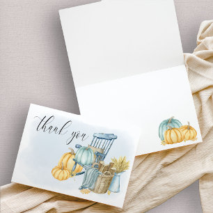 Cartão De Agradecimento Pumpkin Blue Watercolor