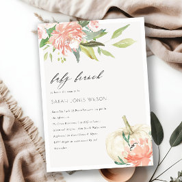 Cartão De Agradecimento Pumpkin Blush Floral Baby BrunChá Invite