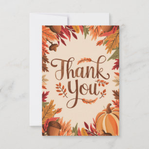 Cartão De Agradecimento Pumpkin Chestnut Autumn Fall