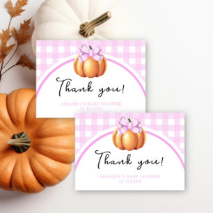 Cartão De Agradecimento Pumpkin com o obrigado cor-de-rosa que chá de fral