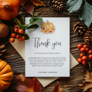 Cartão De Agradecimento Pumpkin de outono Obrigado Chá de panela