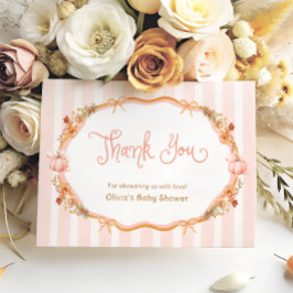 Cartão De Agradecimento Pumpkin Fall Floral Baby Shower Thank You Card