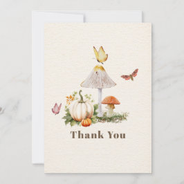 Cartão De Agradecimento Pumpkin Mushroom Woodland Insetos Chá de fraldas R