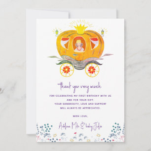 Cartão De Agradecimento Pumpkin Princesa Carruagem Flores Selvagens Aniver