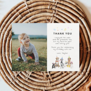 Cartão De Agradecimento Puppy Pawty Dog Theme Birthday Foto de Aniversário