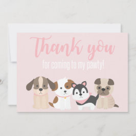 Cartão de agradecimento Puppy Pawty rosa