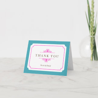 Cartão De Agradecimento Pura elegância rosa azul personalizado obrigado