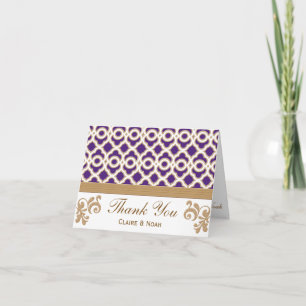 Cartão De Agradecimento Purple and Gold Moroccan Thank You Wedding Card