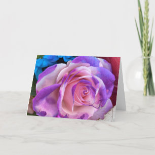 Cartão De Agradecimento Purple and Pink Rose Blank Card