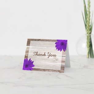 Cartão De Agradecimento Purple Daisy Rustic Barn Wood Obrigado