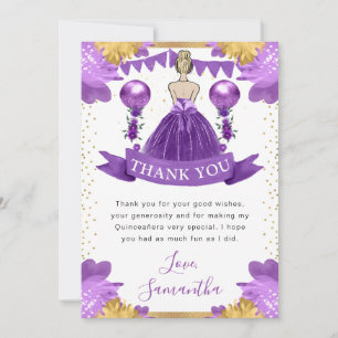 Cartão De Agradecimento Purple Dress Blona Princesa Quinceanera
