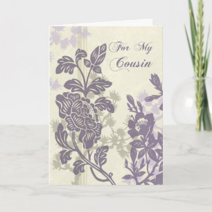 Cartão De Agradecimento Purple Floral Cousin Bridesmaid Thank You Card