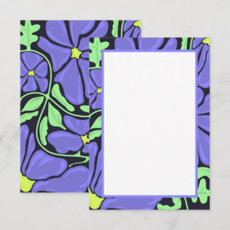 Cartão De Agradecimento Purple Floral Motif Flat Thank You Card