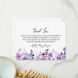 Cartão De Agradecimento Purple Flower Funeral Thank You Card Bereavement